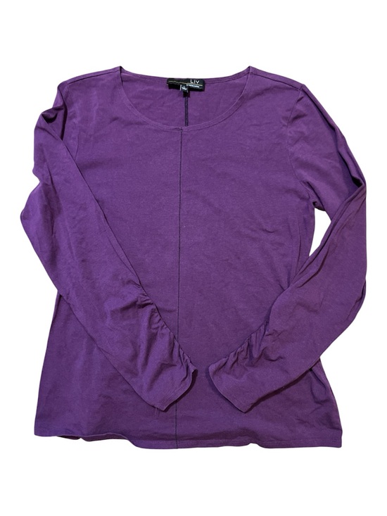 Habitat Tops - LIV by Habitat Size Large Purple Pima Cotton Modal Ruched Sleeve Seam Top